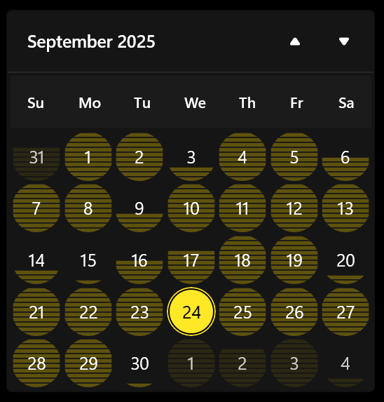 Screenshot of CustomCalendarView in action