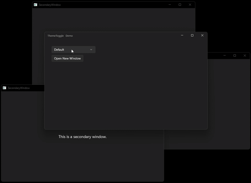 Screenshot of WinUI Theme Toggle in action